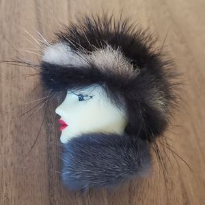 Vintage Lady In Mink Brooch
